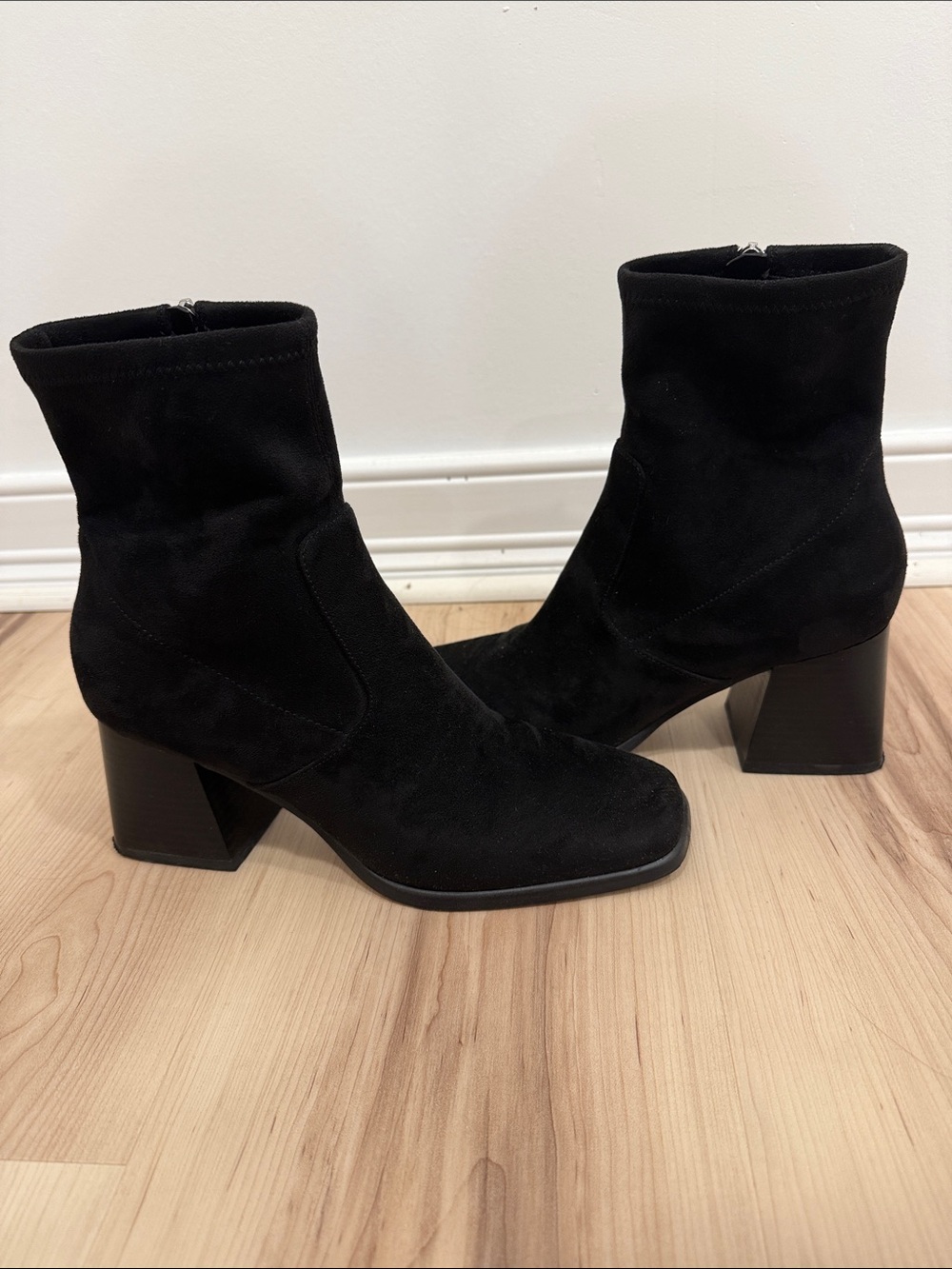 Marc Fisher Square Toe Suede Booties Black Size 7.5